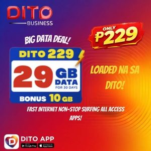 DITO DATA SUBSCRIPTION – 29GB for ₱229