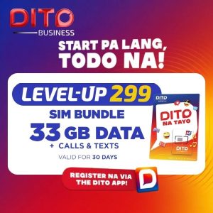 DITO DATA SUBSCRIPTION – 33GB for ₱299
