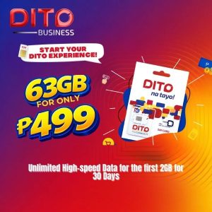 DITO DATA SUBSCRIPTION – 63GB for ₱499